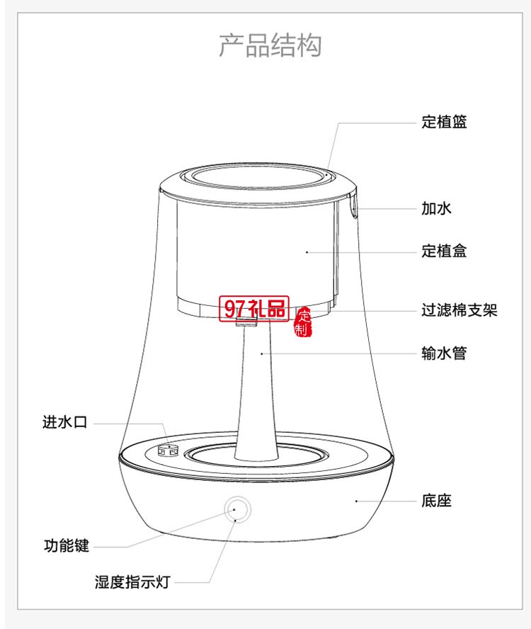 智能種植機花盆辦公室盆栽定制公司廣告禮品