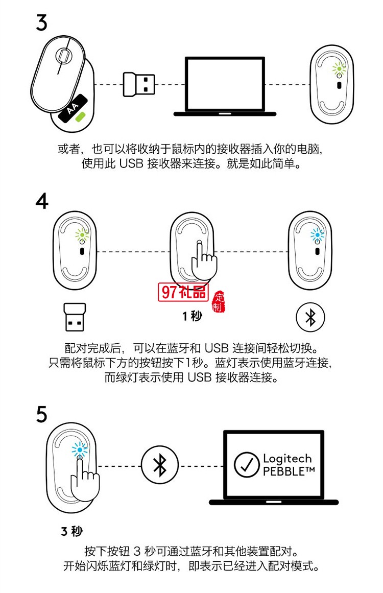 羅技（Logitech）Pebble鵝卵石無線鼠標(biāo)