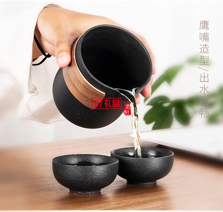 簡(jiǎn)約陶瓷旅行快客茶具戶外玻璃一壺二四杯車載便攜泡茶壺