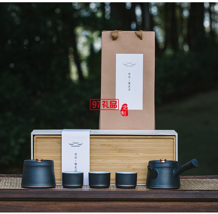 粗陶茶具套裝批發(fā)一壺三杯帶茶葉罐干泡茶盤(pán)整套