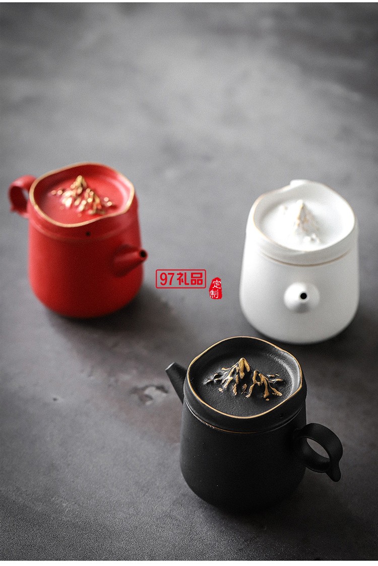 德化陶瓷創(chuàng)意觀山茶具套裝粗陶便攜旅行茶具配茶盤商務禮品