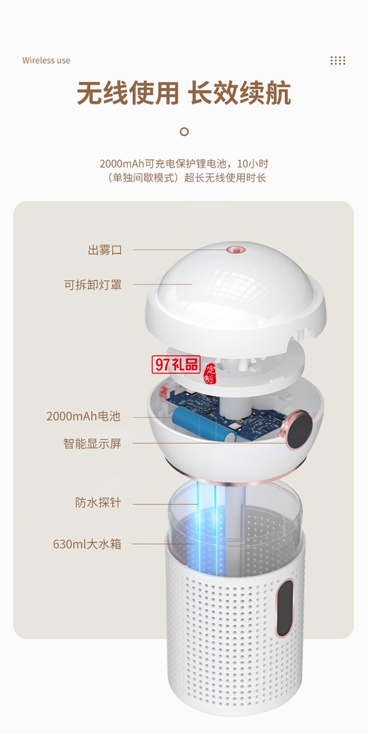 USB充電室內(nèi)床頭氛圍投影燈便攜補水儀