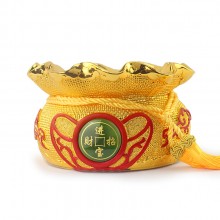 金錢袋擺件聚寶盆存錢罐家居擺設(shè)樹(shù)脂工藝品