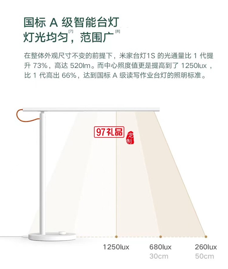 米家LED智能臺燈1S 臥室家用學(xué)生書桌折疊簡約床頭燈定制公司廣告禮品