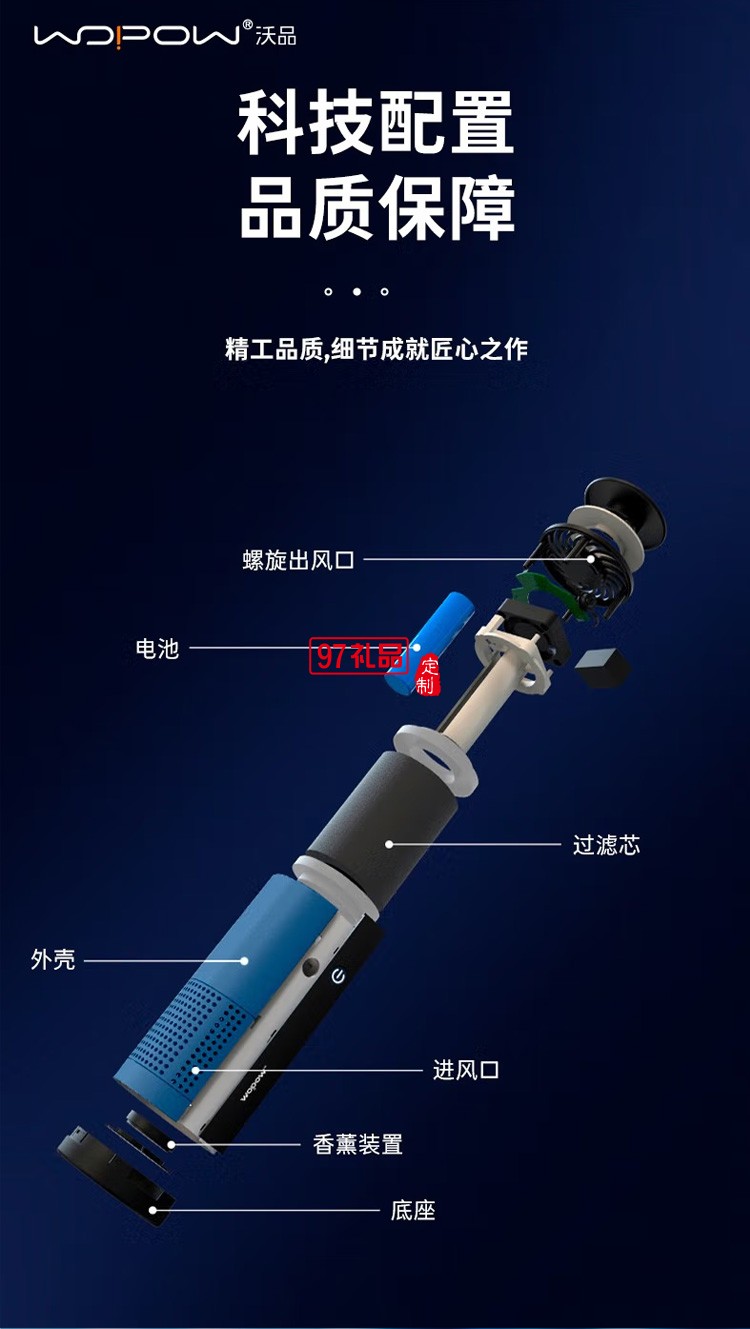 沃品（WOPOW） CP01空氣凈化器迷你自帶電池 定制公司廣告禮品